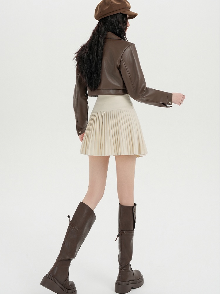 Woolen pleated short skirt autumn and winter slim skirt for women