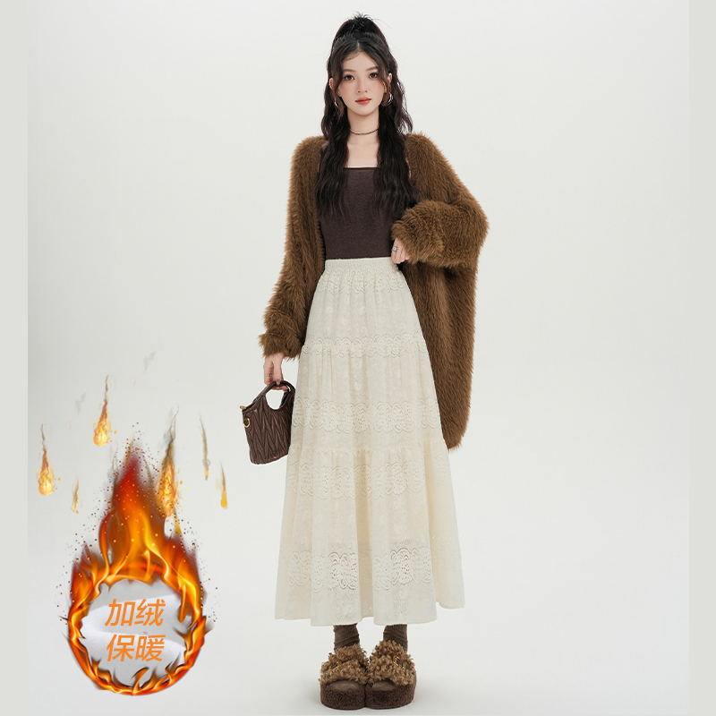 A-line autumn and winter high waist tender skirt for women
