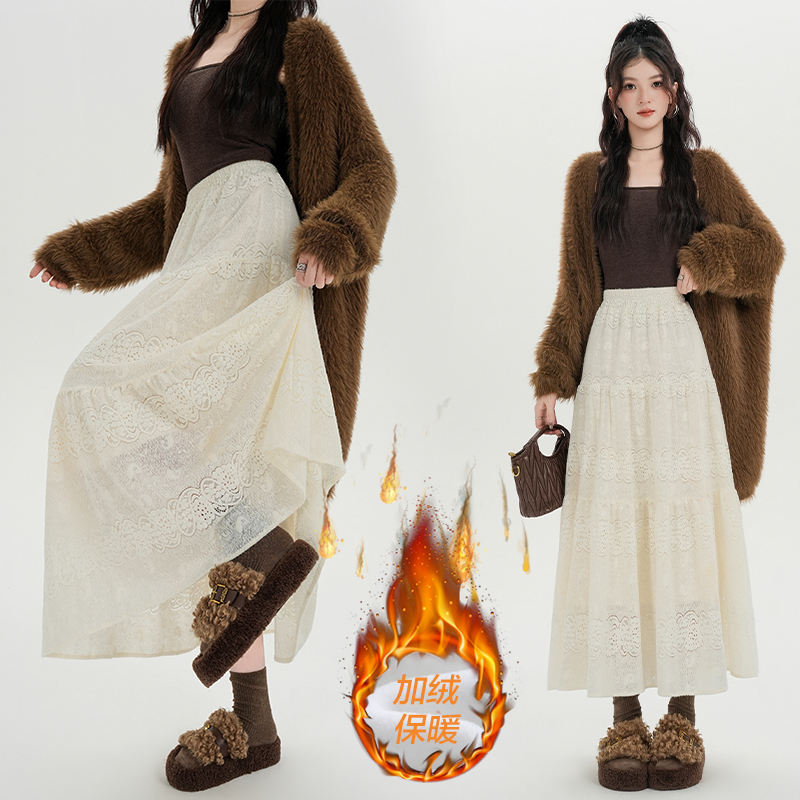 A-line autumn and winter high waist tender skirt for women
