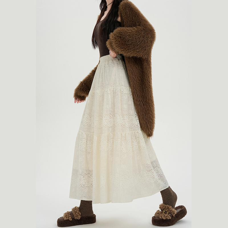 A-line autumn and winter high waist tender skirt for women