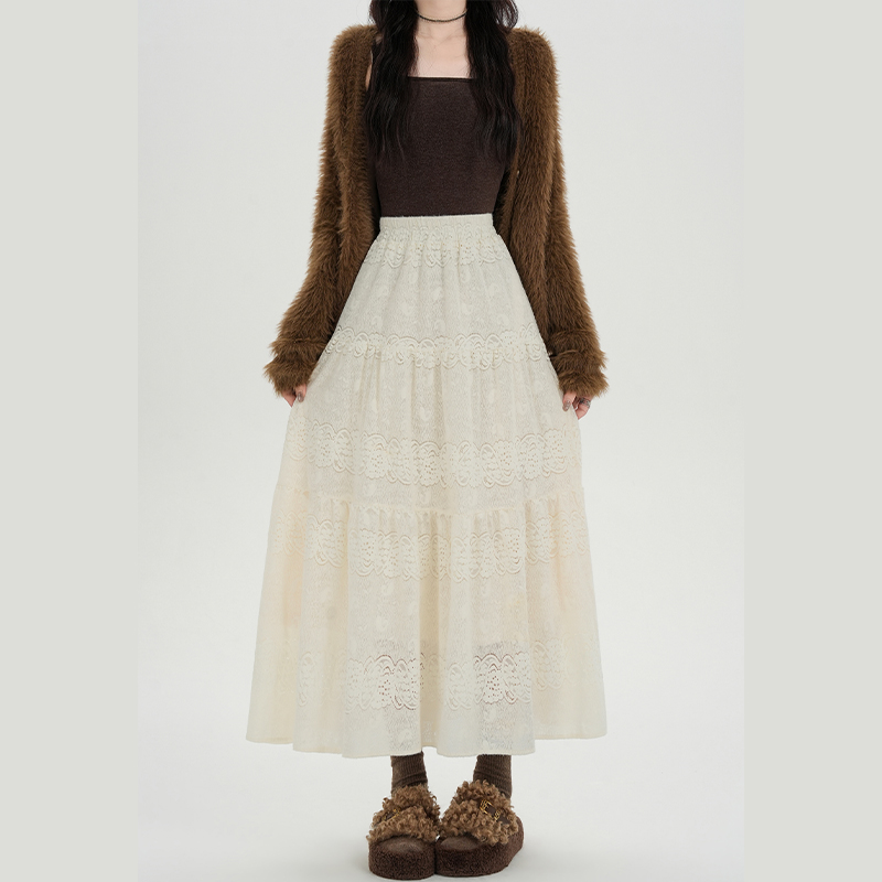 A-line autumn and winter high waist tender skirt for women