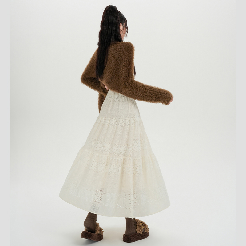 A-line autumn and winter high waist tender skirt for women
