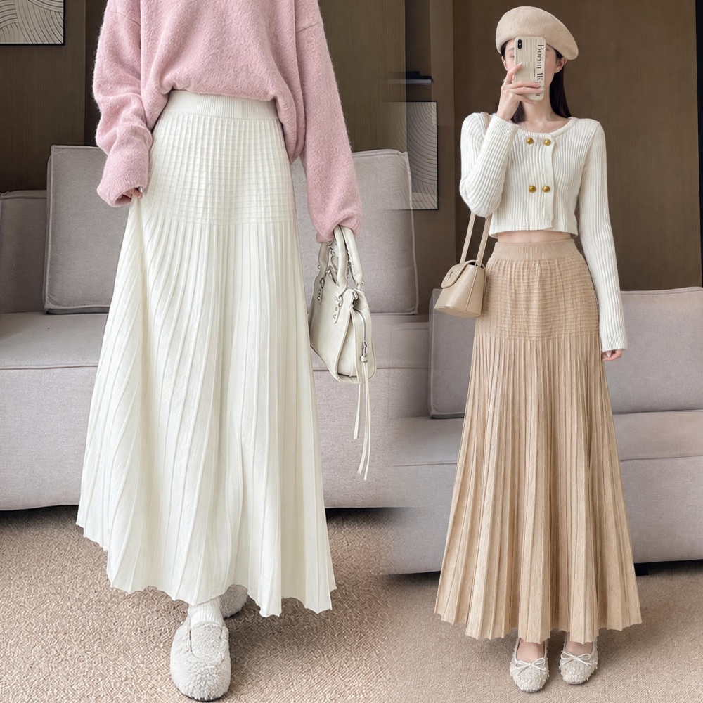 Autumn and winter knitted skirt pit stripe sweater