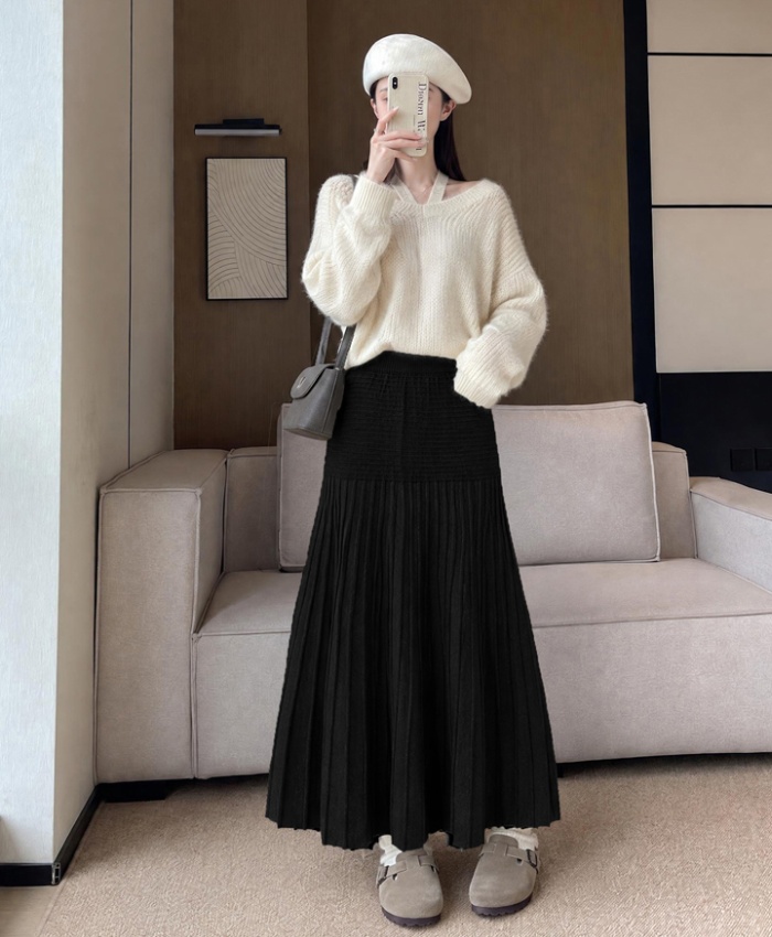 Autumn and winter knitted skirt pit stripe sweater