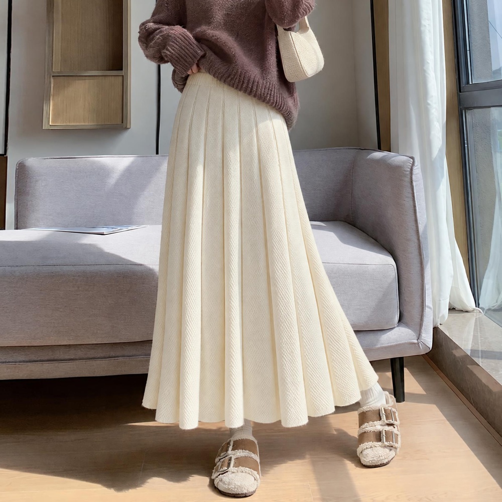 Pleated A-line skirt autumn and winter long dress