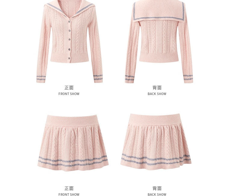 College style cardigan knitted skirt 2pcs set for women