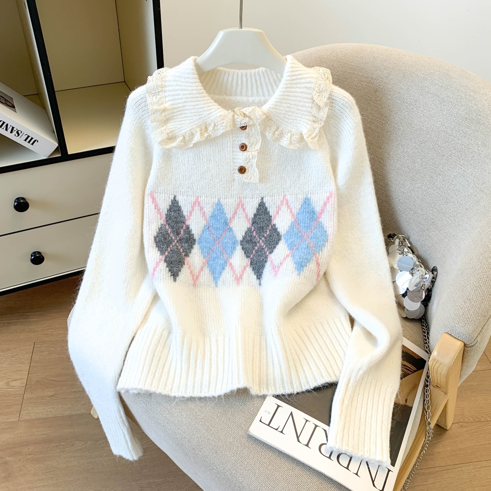 Simple slim Korean style commuting sweater for women