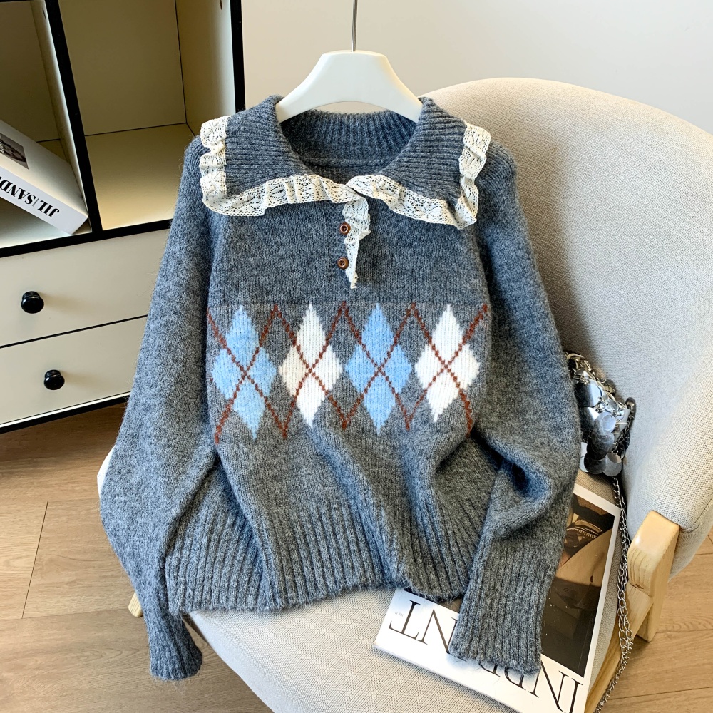 Simple slim Korean style commuting sweater for women