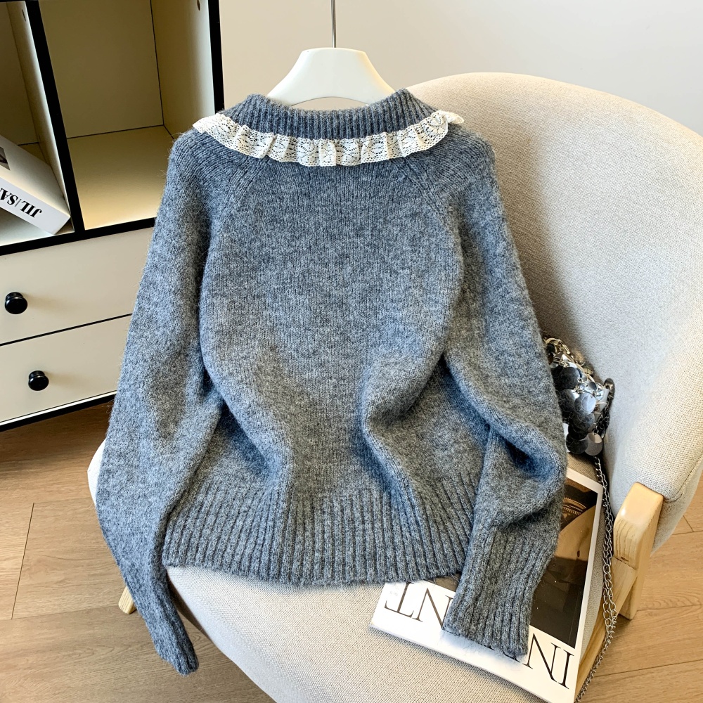 Simple slim Korean style commuting sweater for women