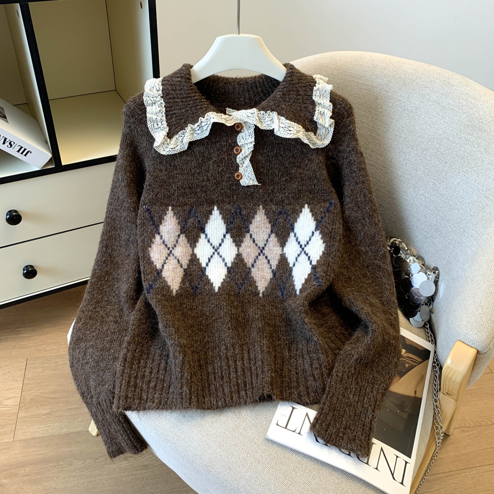 Simple slim Korean style commuting sweater for women