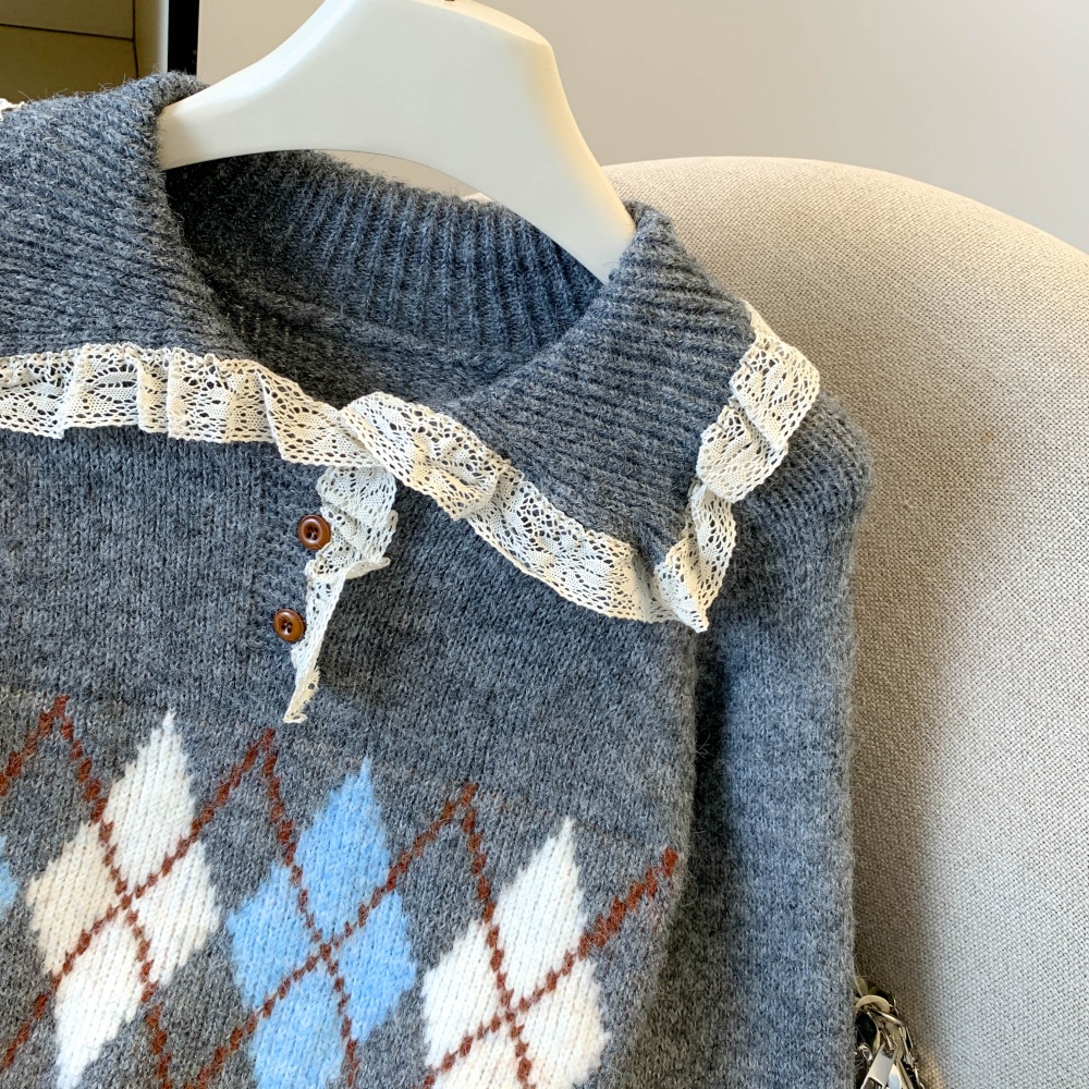Simple slim Korean style commuting sweater for women