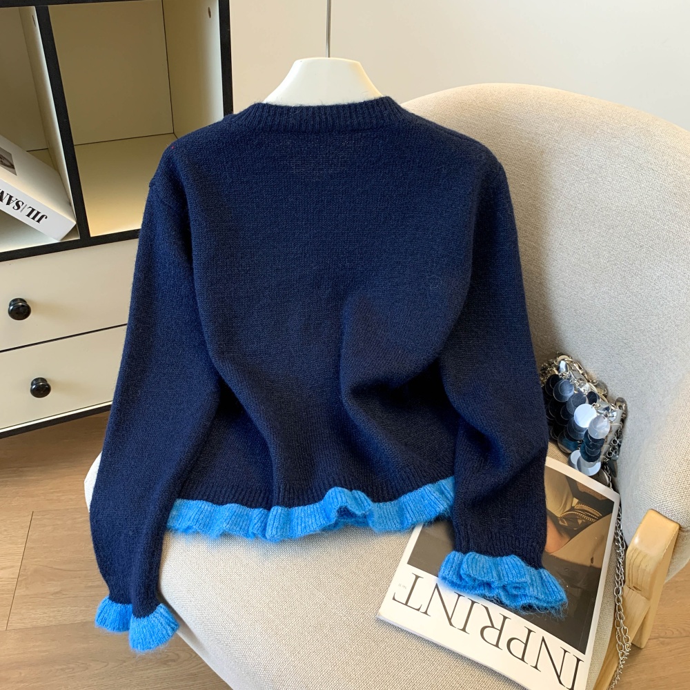 Thick bow autumn and winter cardigan quilted knitted tops