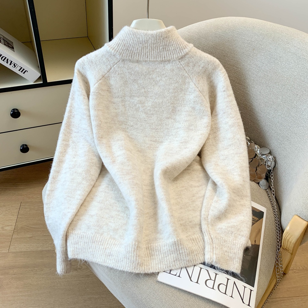 Autumn high collar knitted cardigan lovely zip sweater
