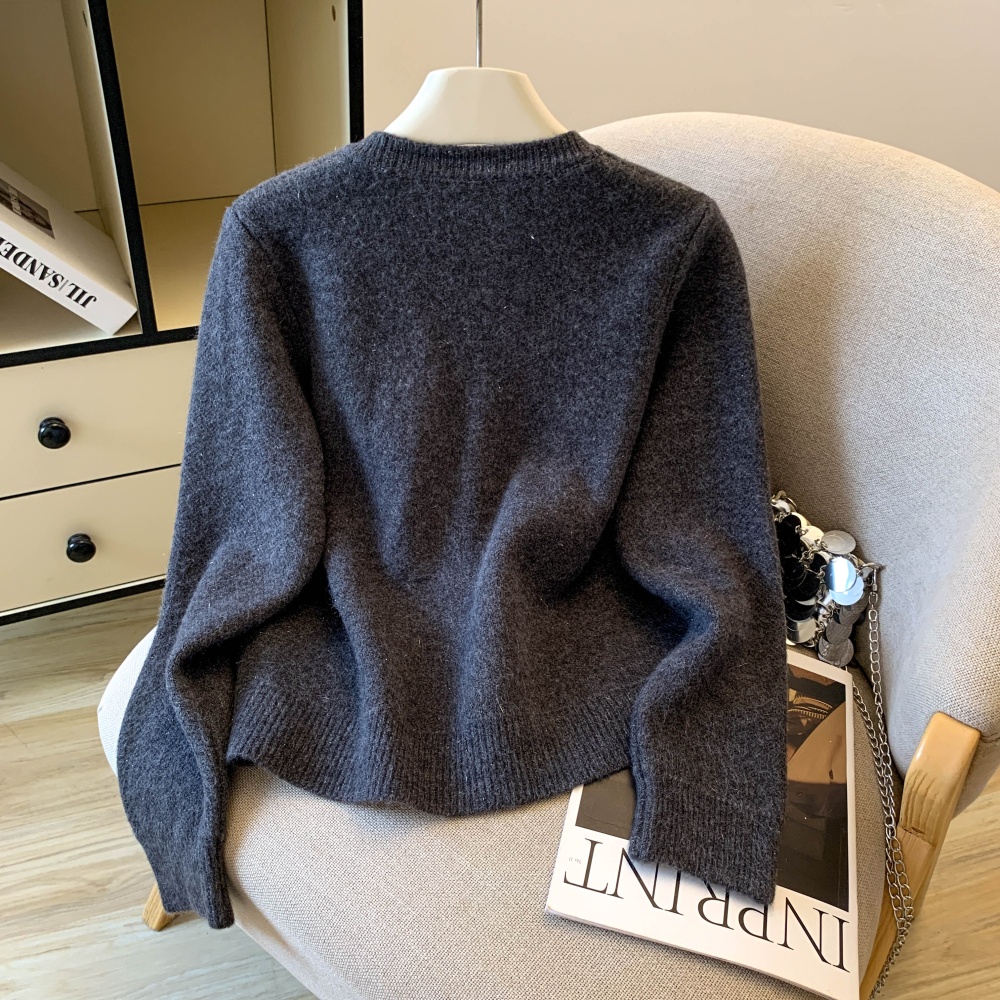 Autumn knitted slim sweater pony embroidery cardigan