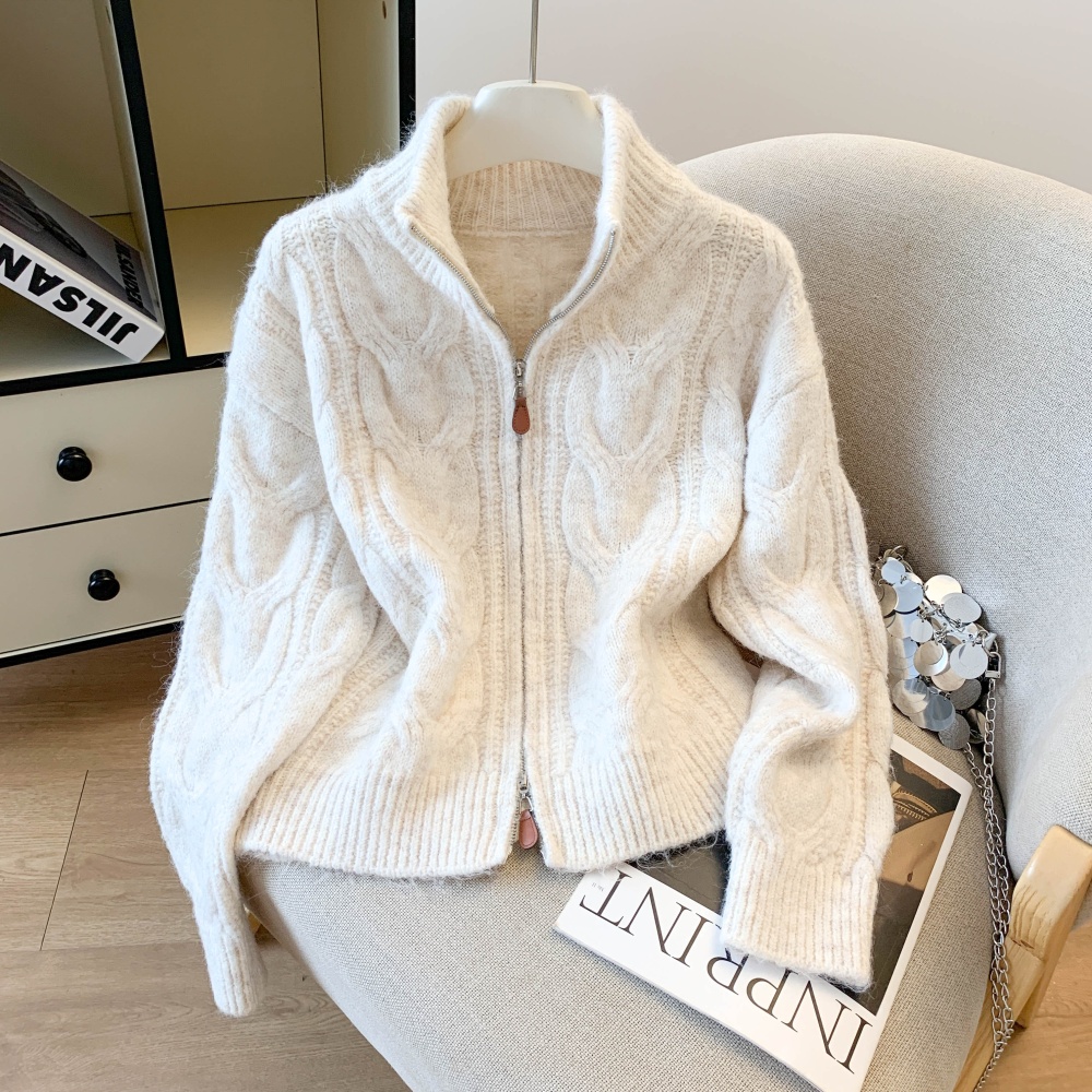 Knitted thick coat wool high collar sweater for women