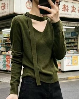 Streamer retro long sleeve tops lazy autumn and winter sweater