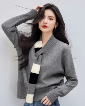 Tender Korean style scarves loose mixed colors tops