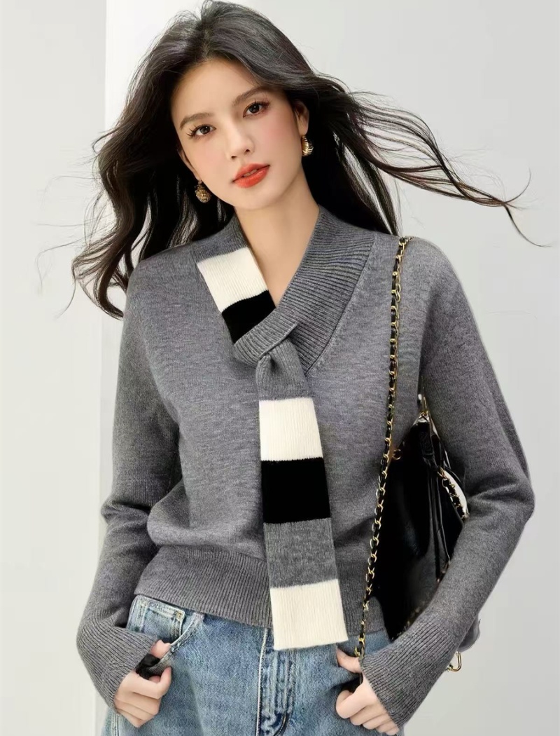 Tender Korean style scarves loose mixed colors tops